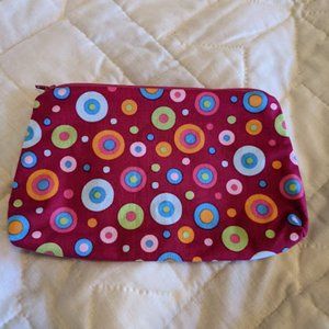 Handmade Hot Pink Zippered Pouch with Circles
